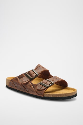 Sandalias de piel Bali-PR - Marrón - Diseño ancho