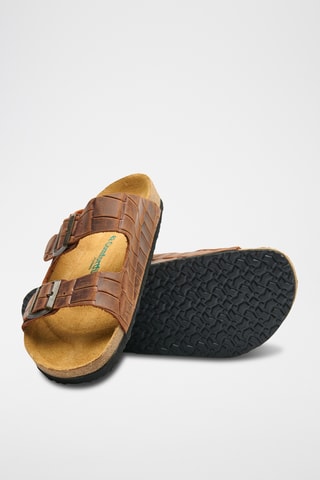 Sandalias de piel Bali-PR - Marrón - Diseño ancho