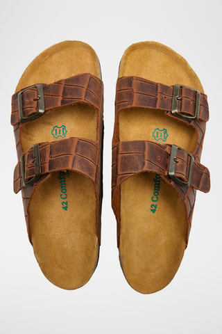 Sandalias de piel Bali-PR - Marrón - Diseño ancho