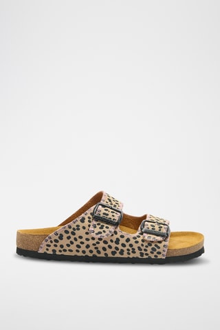 Sandalias de piel napa Bali-PR - Beige - Diseño ancho