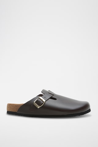 Zuecos de nobuk Capri - Marrón oscuro - Diseño ancho