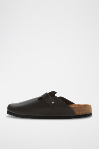 Zuecos de nobuk Capri - Marrón oscuro - Diseño ancho