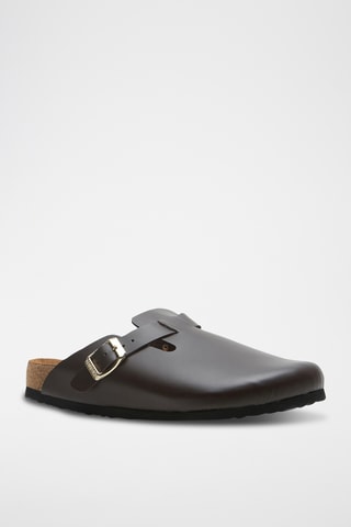 Zuecos de nobuk Capri - Marrón oscuro - Diseño ancho