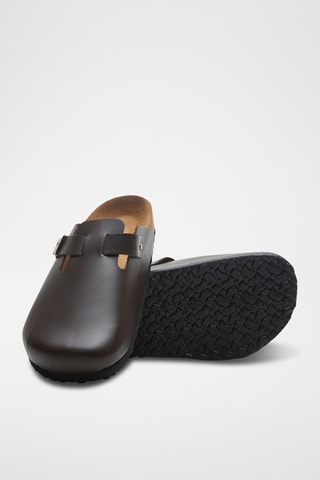 Zuecos de nobuk Capri - Marrón oscuro - Diseño ancho