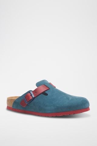Zuecos de piel Capri - Azul marino - Diseño ancho