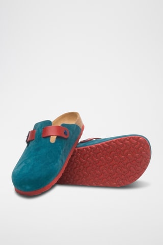 Zuecos de piel Capri - Azul marino - Diseño ancho