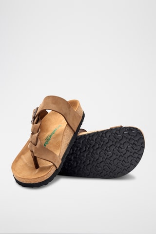Sandalias de nobuk Gisel - Beige - Diseño ancho