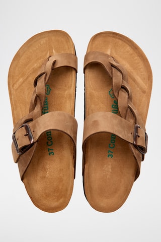 Sandalias de nobuk Gisel - Beige - Diseño ancho