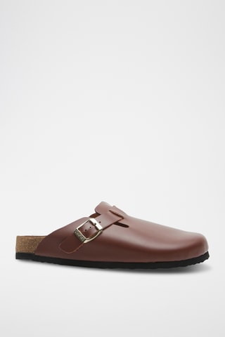 Zuecos de nobuk Capri - Marrón - Diseño ancho