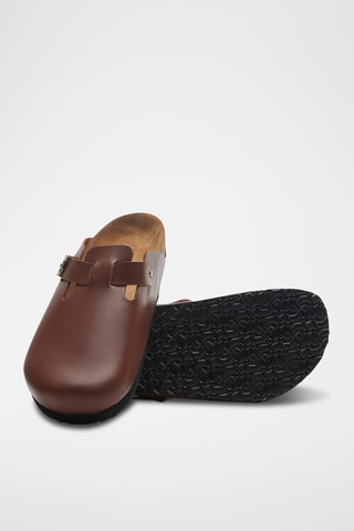 Zuecos de nobuk Capri - Marrón - Diseño ancho
