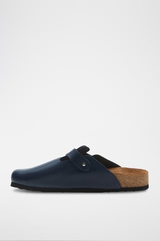 Zuecos de nobuk Capri - Azul marino - Diseño ancho