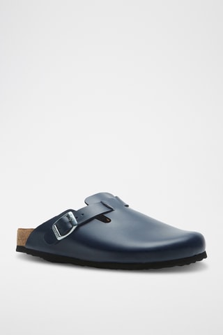 Zuecos de nobuk Capri - Azul marino - Diseño ancho