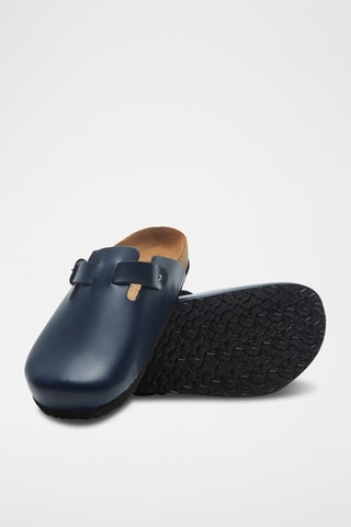 Zuecos de nobuk Capri - Azul marino - Diseño ancho