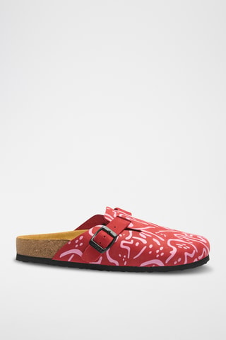 Zuecos de nobuk Capri-PR - Rojo - Diseño ancho