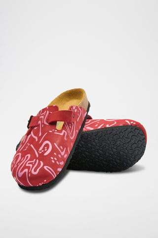 Zuecos de nobuk Capri-PR - Rojo - Diseño ancho