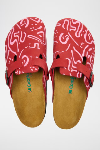Zuecos de nobuk Capri-PR - Rojo - Diseño ancho