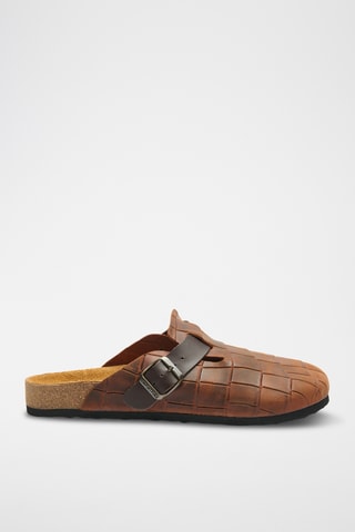 Zuecos de piel Capri-PR - Marrón - Diseño ancho