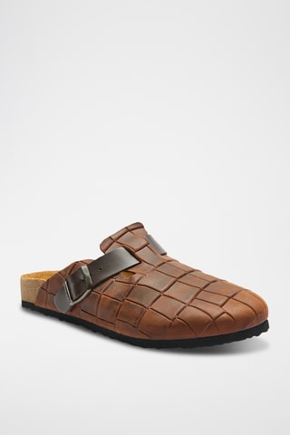 Zuecos de piel Capri-PR - Marrón - Diseño ancho