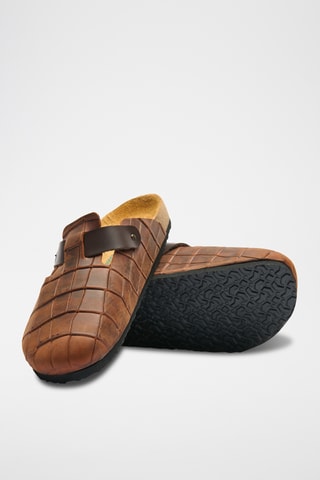 Zuecos de piel Capri-PR - Marrón - Diseño ancho