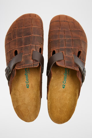 Zuecos de piel Capri-PR - Marrón - Diseño ancho