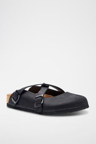 Zuecos de nobuk Carlen - Negro - Diseño ancho
