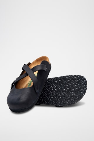 Zuecos de nobuk Carlen - Negro - Diseño ancho
