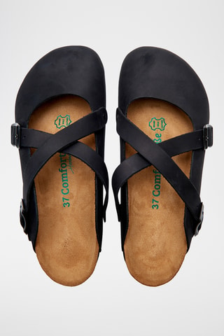 Zuecos de nobuk Carlen - Negro - Diseño ancho