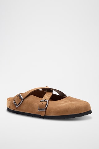 Zuecos de nobuk Carlen - Beige - Diseño ancho
