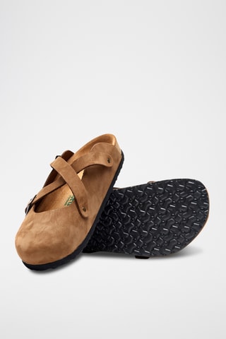 Zuecos de nobuk Carlen - Beige - Diseño ancho