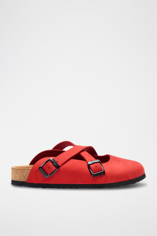 Zuecos de nobuk Carlen - Rojo - Diseño ancho