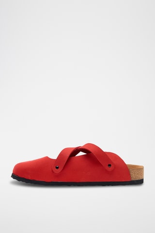 Zuecos de nobuk Carlen - Rojo - Diseño ancho