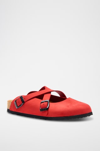 Zuecos de nobuk Carlen - Rojo - Diseño ancho