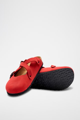 Zuecos de nobuk Carlen - Rojo - Diseño ancho