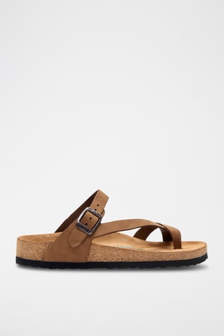 Sandalias de nobuk Fae - Marrón - Diseño ancho