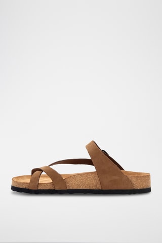 Sandalias de nobuk Fae - Marrón - Diseño ancho