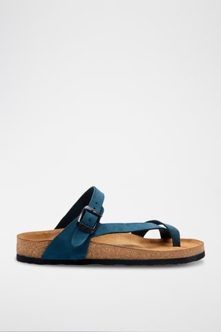 Sandalias de nobuk Fae - Azul marino - Diseño ancho