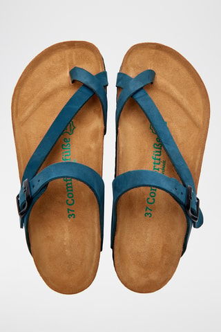 Sandalias de nobuk Fae - Azul marino - Diseño ancho
