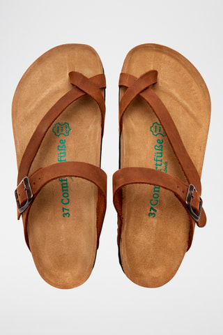 Sandalias de nobuk Fae - Marrón - Diseño ancho