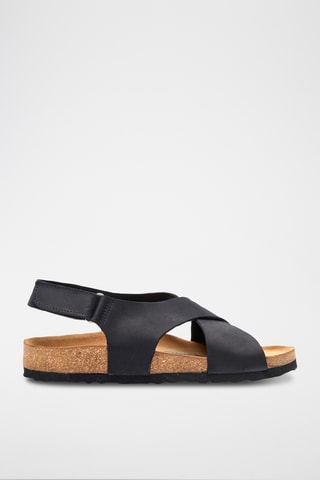 Sandalias de nobuk Fayette - Negro - Diseño ancho