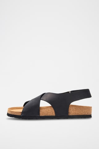 Sandalias de nobuk Fayette - Negro - Diseño ancho