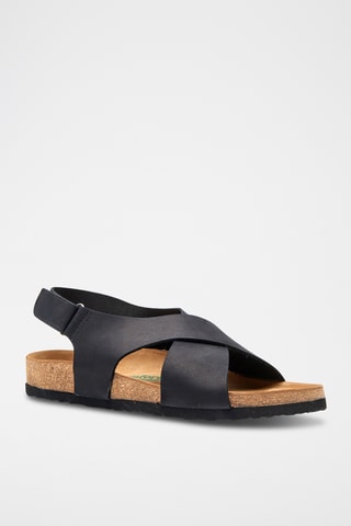 Sandalias de nobuk Fayette - Negro - Diseño ancho