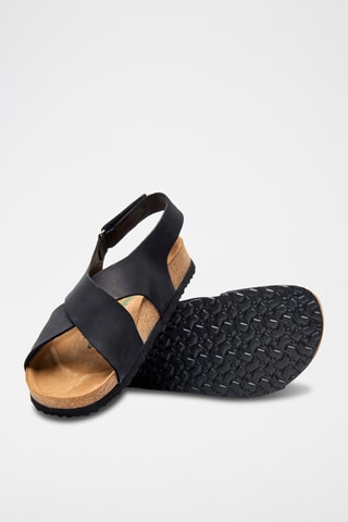 Sandalias de nobuk Fayette - Negro - Diseño ancho