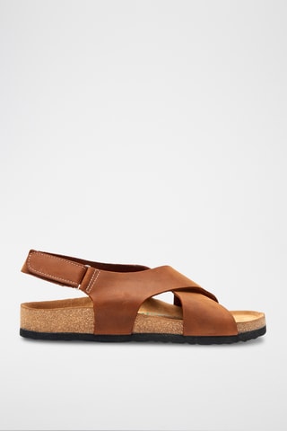 Sandalias de nobuk Fayette - Marrón - Diseño ancho
