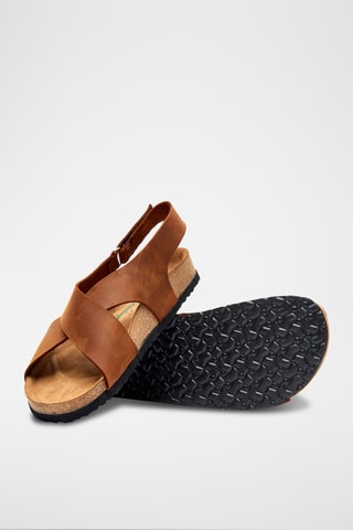 Sandalias de nobuk Fayette - Marrón - Diseño ancho