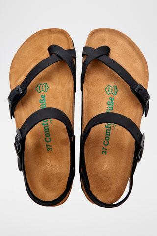 Sandalias de nobuk Gabriella - Negro - Diseño ancho