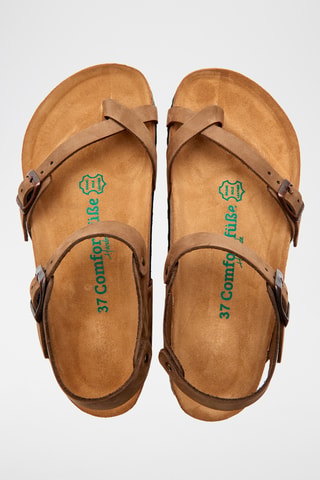 Sandalias de nobuk Gabriella - Beige - Diseño ancho