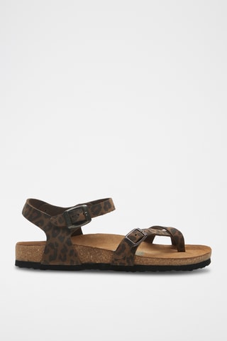 Sandalias de nobuk Gabriella - Marrón y negro - Diseño ancho