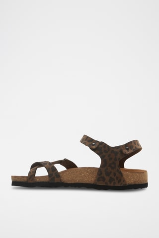 Sandalias de nobuk Gabriella - Marrón y negro - Diseño ancho