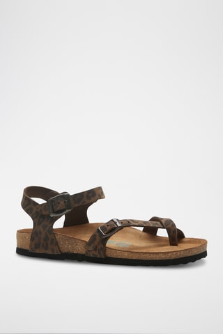 Sandalias de nobuk Gabriella - Marrón y negro - Diseño ancho