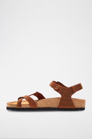 Sandalias de piel Gabriella - Marrón - Diseño ancho